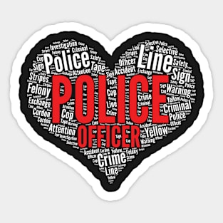 Police officer Heart Shape Word Cloud Design print Sticker